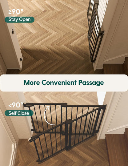 Babelio 34" Tall No Bottom Bar Baby/Dog Gate for Stairs, House and Doorways, 29.7-46.5" Auto Close