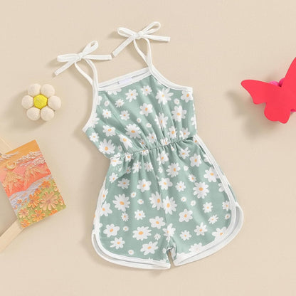 WZTYYDS Toddler Baby Girl Summer Clothes Floral Romper Tie-Up Strap Halter Jumpsuit Infant Summer