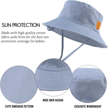 JANGANNSA Cotton Baby Sun Hat Infant Toddler Boys Girls Bucket Hats Summer Sun Protection Kids