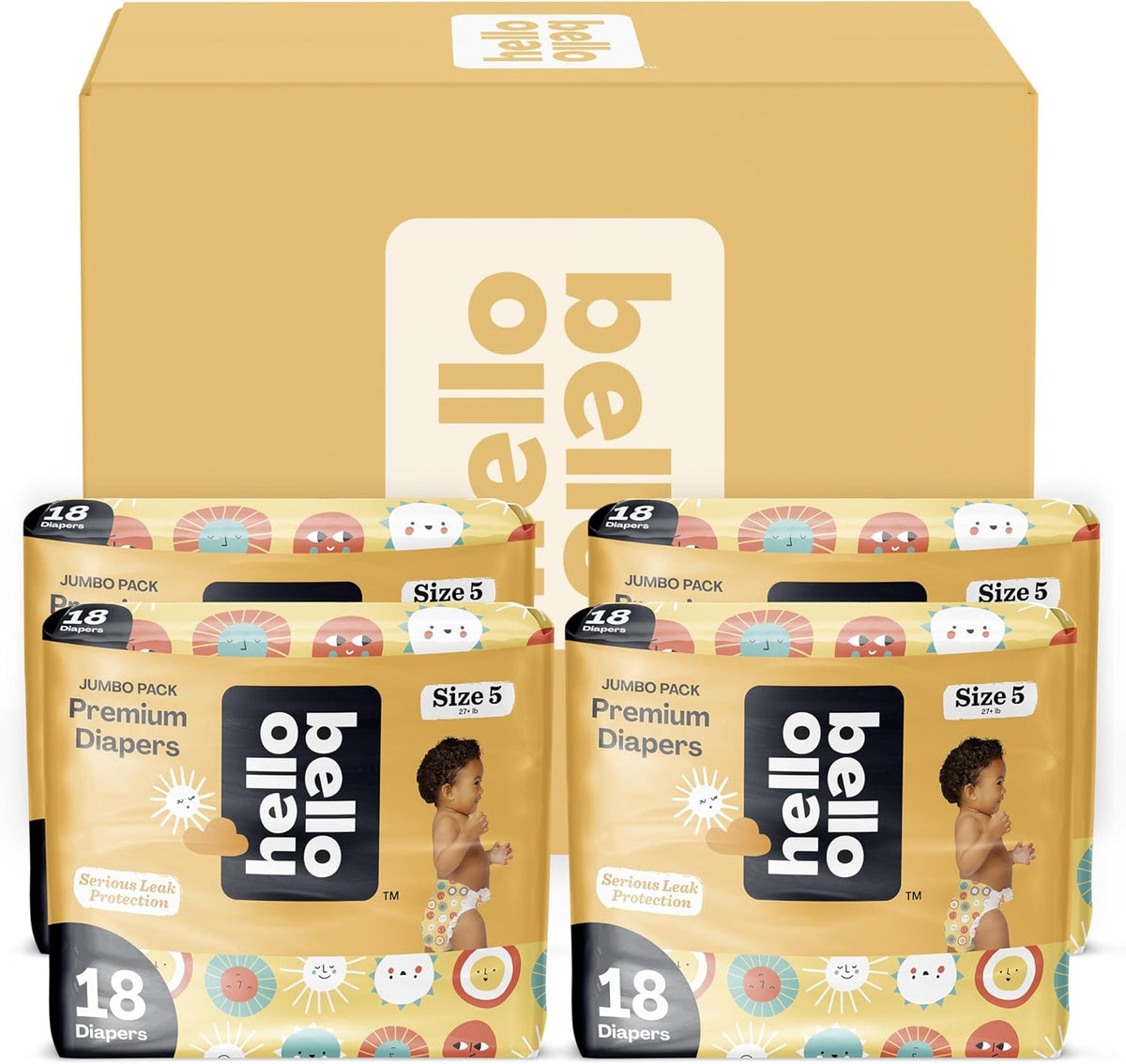 Hello Bello Premium Diapers Size 5, 72 Count Disposable, Extra-Absorbent, and Hypoallergenic Baby