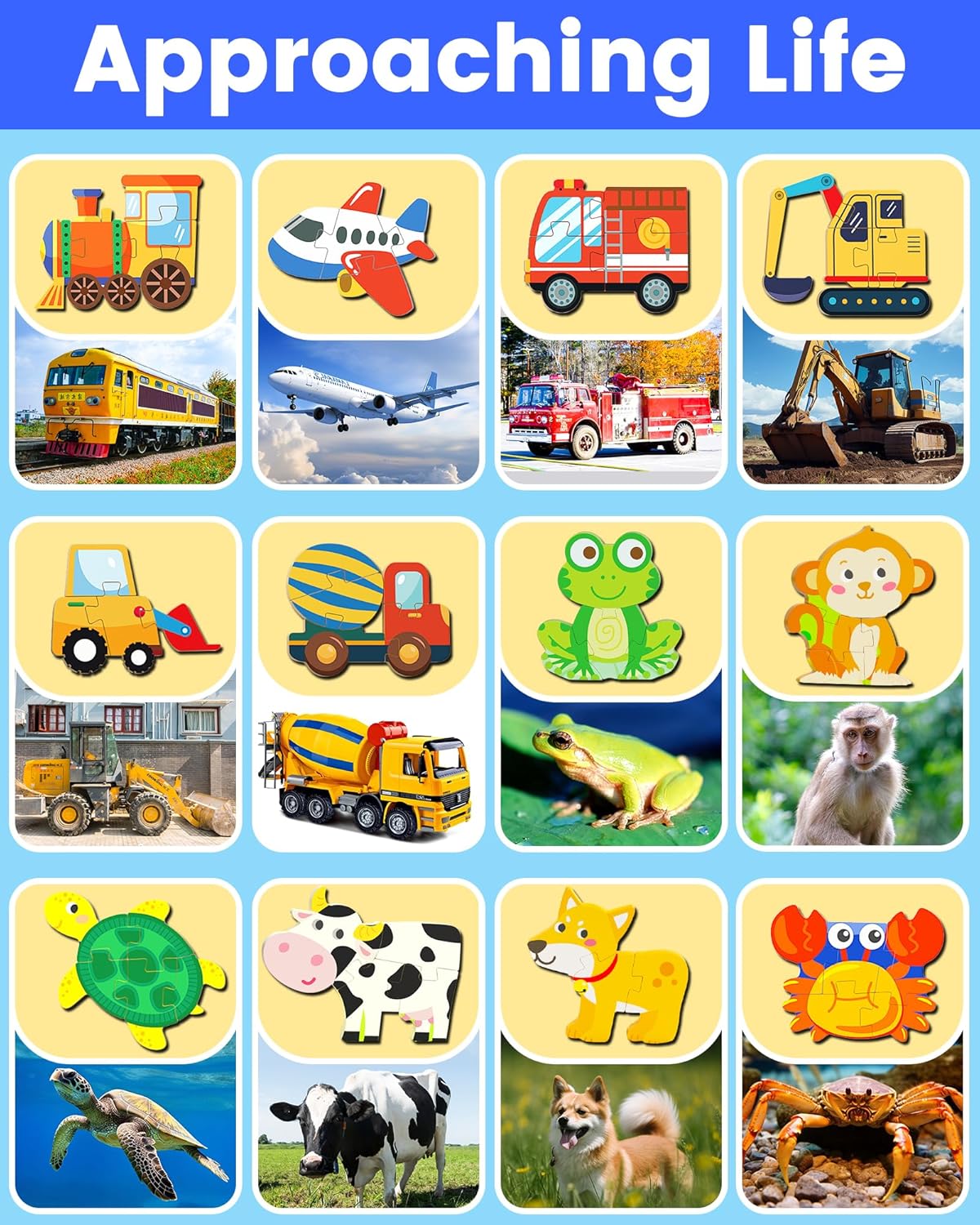 Benresive Wooden Toddler Puzzles, Montessori Toys for 1 2 3 Year Old Boys, Toys for 1 2 3 Year Old