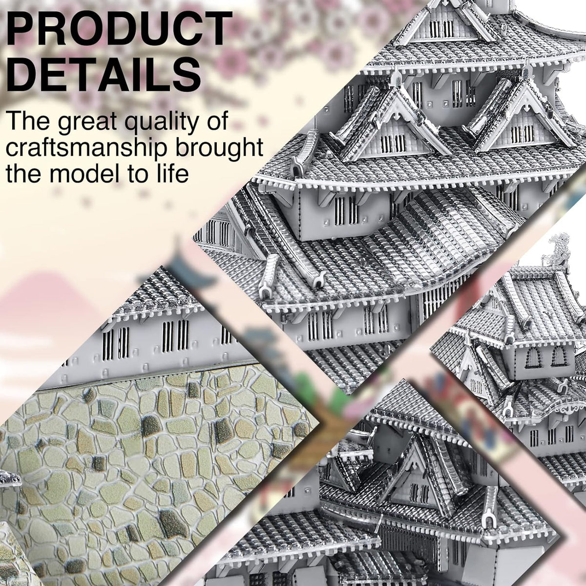 Piececool 3D Metal Puzzles for Adults, Himeji Castle - Japanese Architecture 3D Model Building Kits