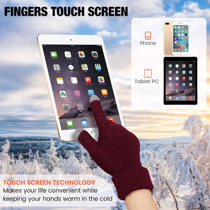 Geyoga 2 Pairs Women's Winter Touch Screen Gloves Soft Warm Fleece Lined Knit Elastic Cuff Winter