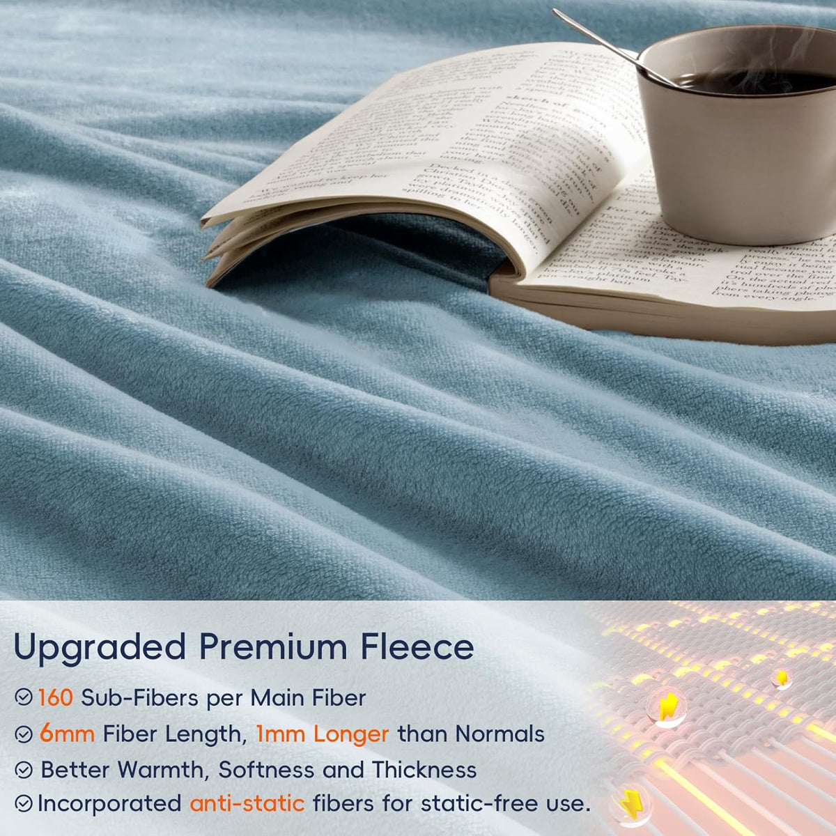PHF Ultra Soft Fleece Blanket Queen Size, No Shed No Pilling Luxury Plush Cozy 300GSM Lightweight
