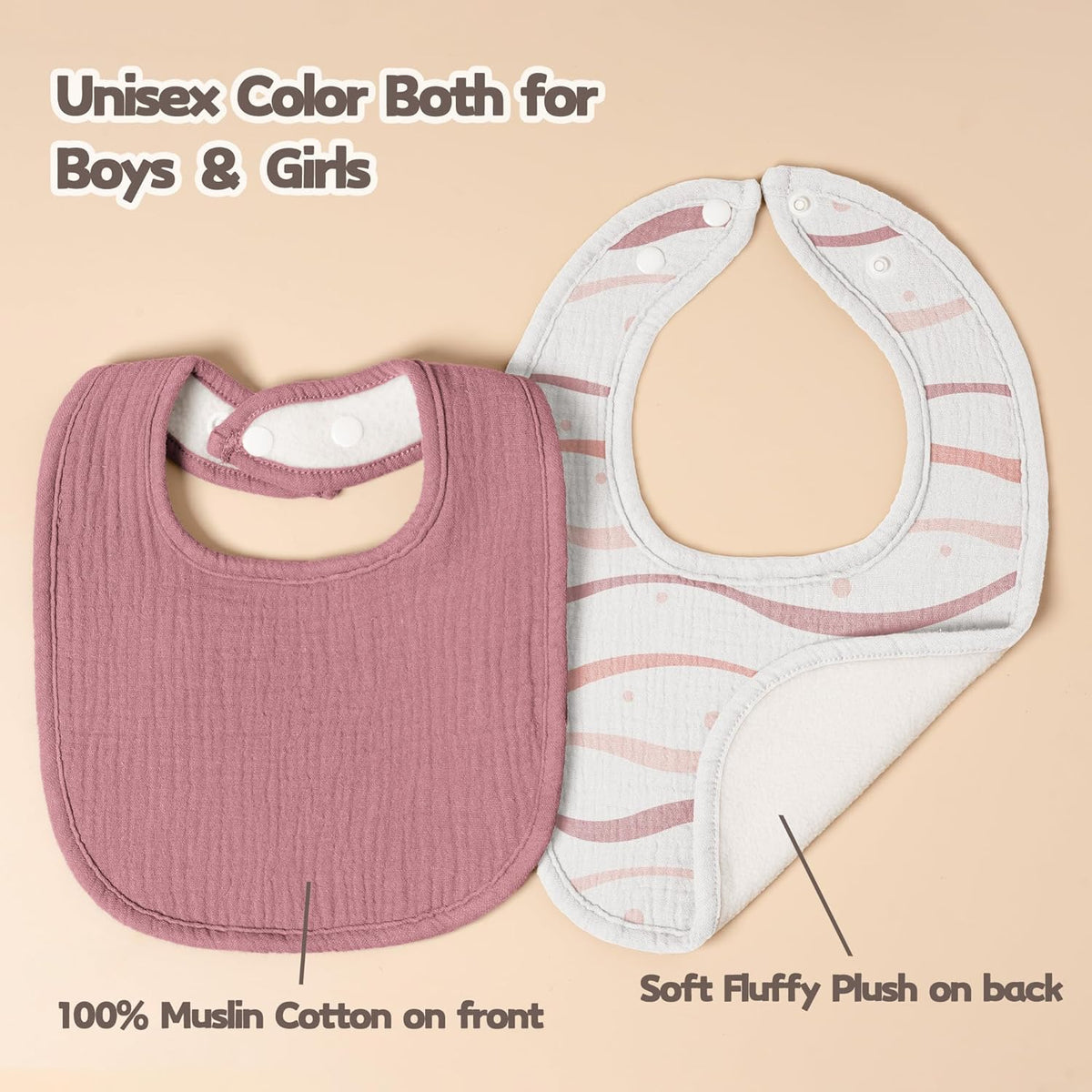 Susurration Muslin Baby Drool Bibs 10Pack Soft Square Adjustable Bandana Bibs for Unisex Baby Girls