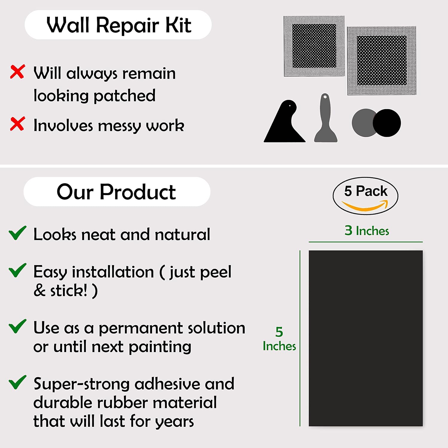 Rubber Bond Self-Adhesive Rubber Wall Outlet Cover Plate 5 Pack - Easy to Apply Peel & Stick