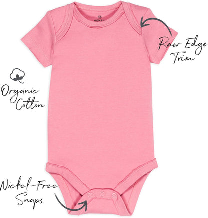 HonestBaby unisex-baby 10-pack Short Sleeve Bodysuits One-piece 100% Organic Cotton for Infant Baby