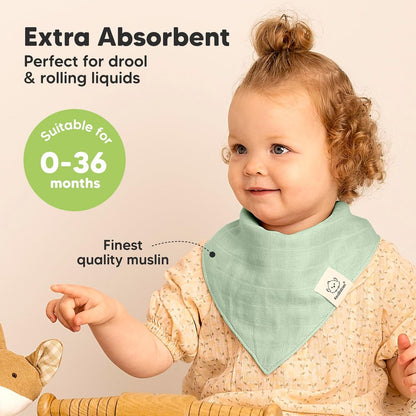 8-Pack Muslin Baby Bibs for Boys, Girls - Muslin Bandana Drool Bibs for Baby Girl & Boy, Drooling