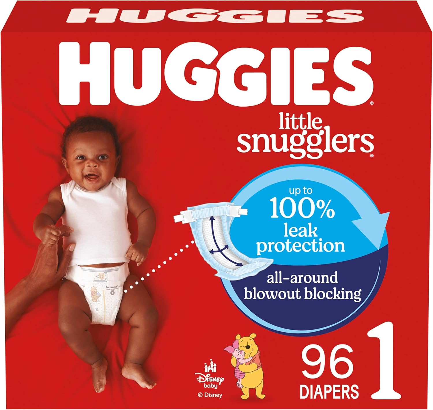 Huggies Size 1 Diapers, Little Snugglers Baby Diapers, Size 1 (8-14 lbs), 96 Count, Packaging May