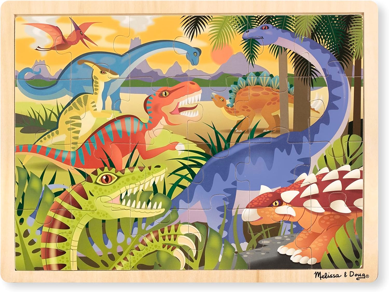 Melissa & Doug Dinosaurs Wooden Jigsaw Puzzle with Storage Tray (24 pcs)