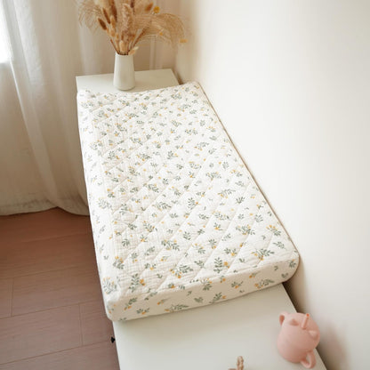Konssy Waterproof Muslin Changing Pad Cover 2 Pack, Quilted Cotton Fitted Diaper Changing Table