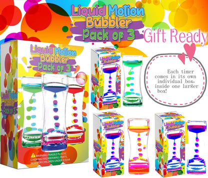 YUE MOTION Liquid Motion Bubbler Visual Sensory Toys, 2 Minute Liquid Timer– New Big Calming