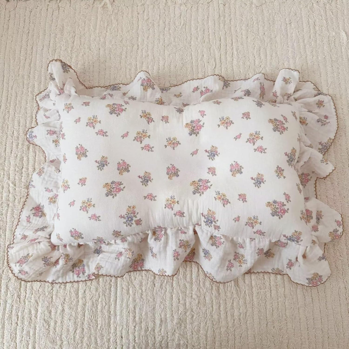 BuLuTu Tuberose Floral Themed Pillow Covers Standard Size for Kids Toddler/Twin Bed, Soft