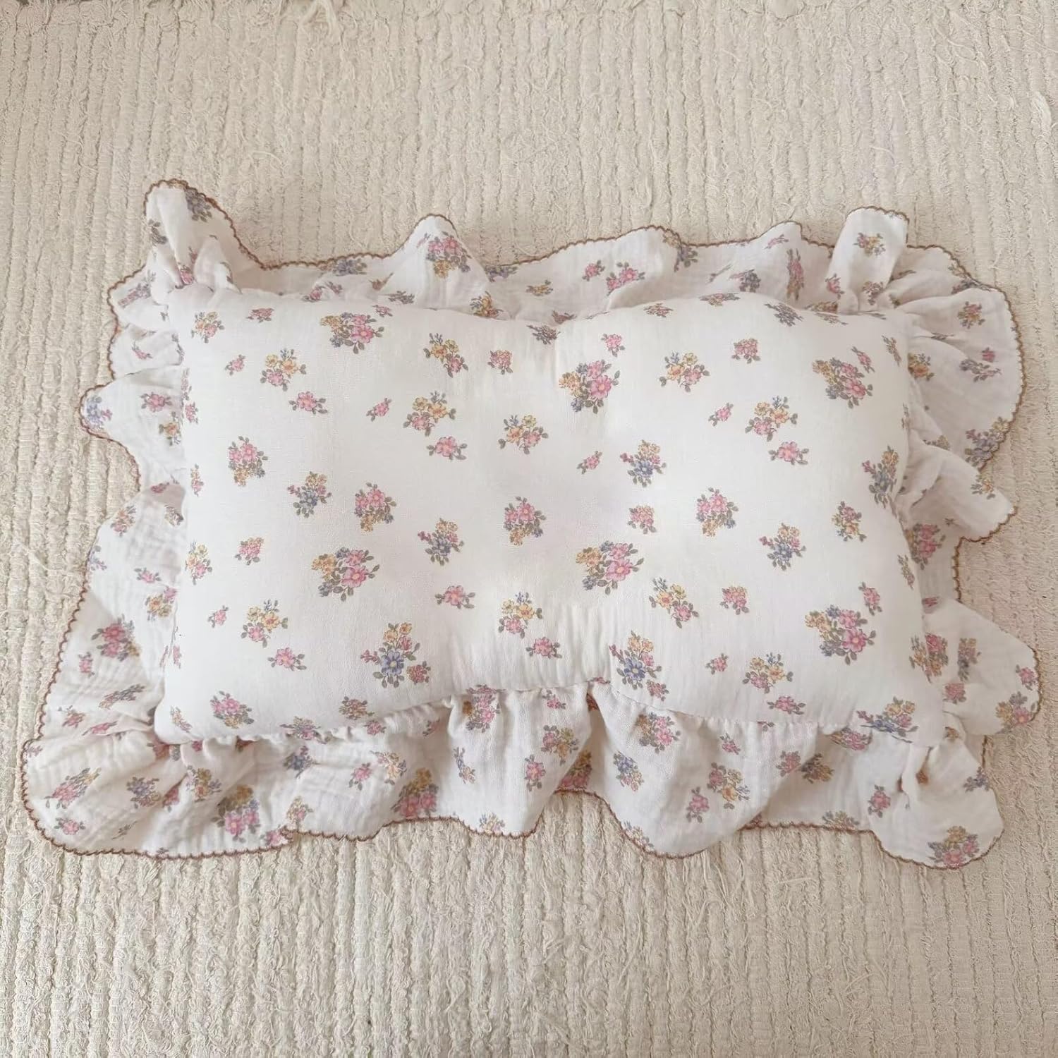 BuLuTu Tuberose Floral Themed Pillow Covers Standard Size for Kids Toddler/Twin Bed, Soft
