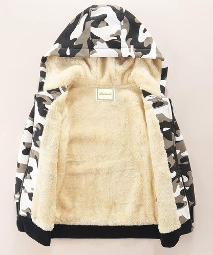 Bumeex Kids Boy's Girl's Sherpa Fleece Lined Jacket Spring Fall Winter Zip up Sweatshirt Hoodie