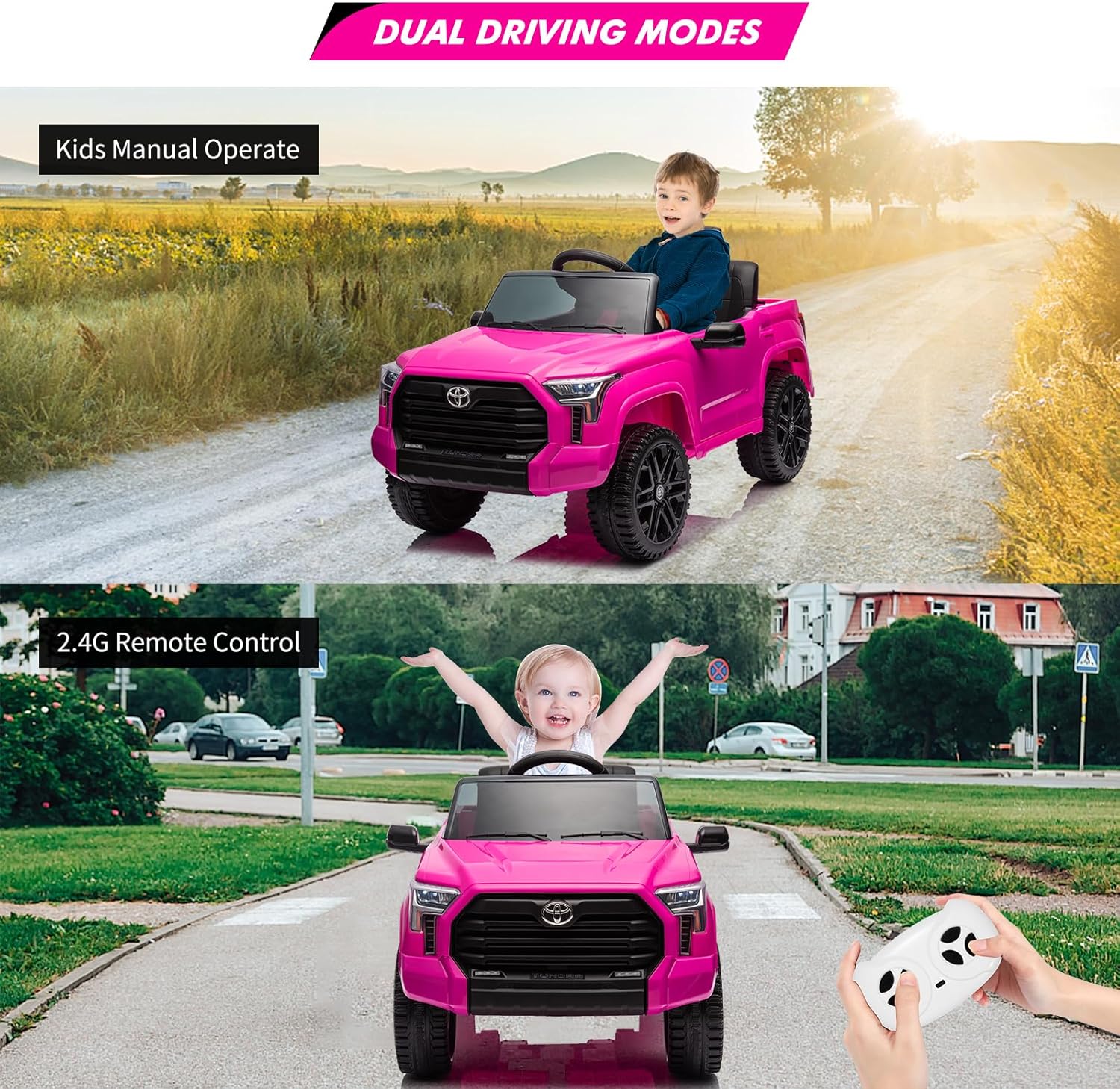 Electric Car for Kids, Licensed Toyota Tundra 12V Electric Truck, Off-Road Kids Car w/Remote