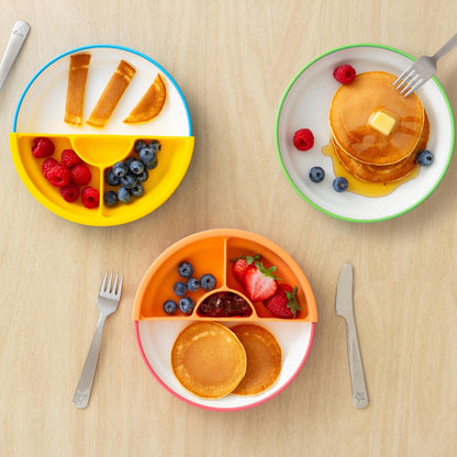 Omie® Easy Scoop Plates for Kids | Unique Design Helps Food Fall into the Spoon, Not on the Table |