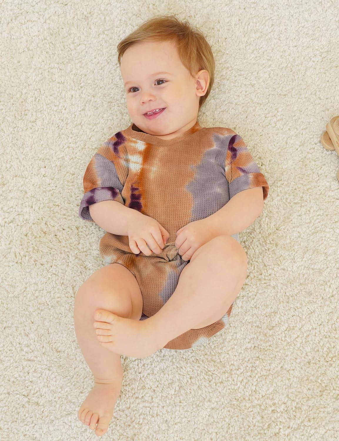 Jimonda Baby Bodysuit Newborn Tie Dye Clothes Infant Waffle One Piece Romper Baby Boys Girls Short