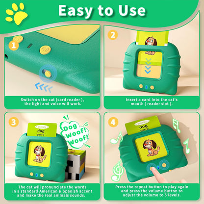 Toddler Toys Bilingual English and Spanish Talking Flash Cards for 1 2 3 4 5 6 Year Old Boys and