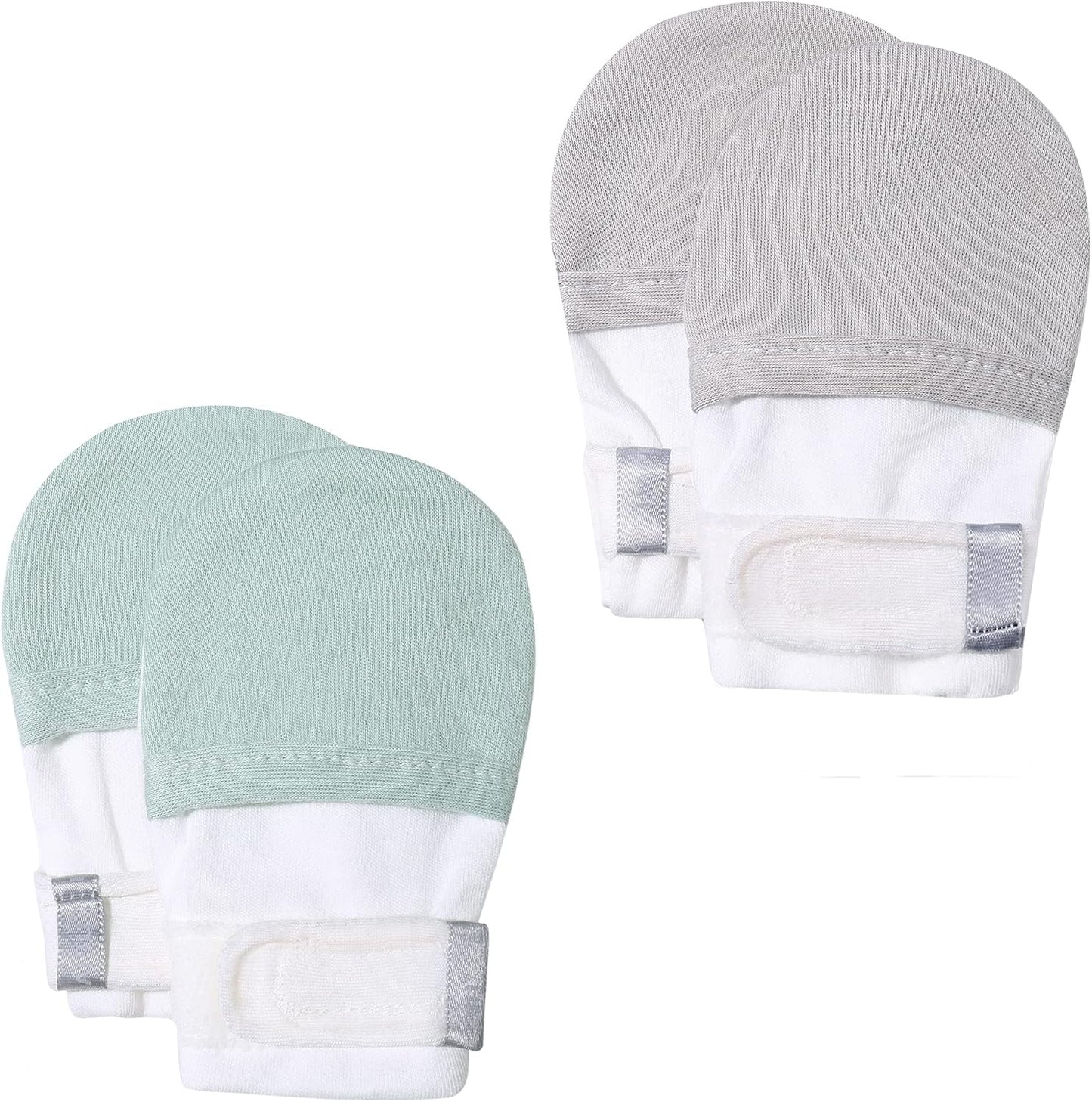 HAPIU Baby No Scratch Mittens Stay On, 100% Cotton Breathable, Adjustable Infant Gloves for Boys