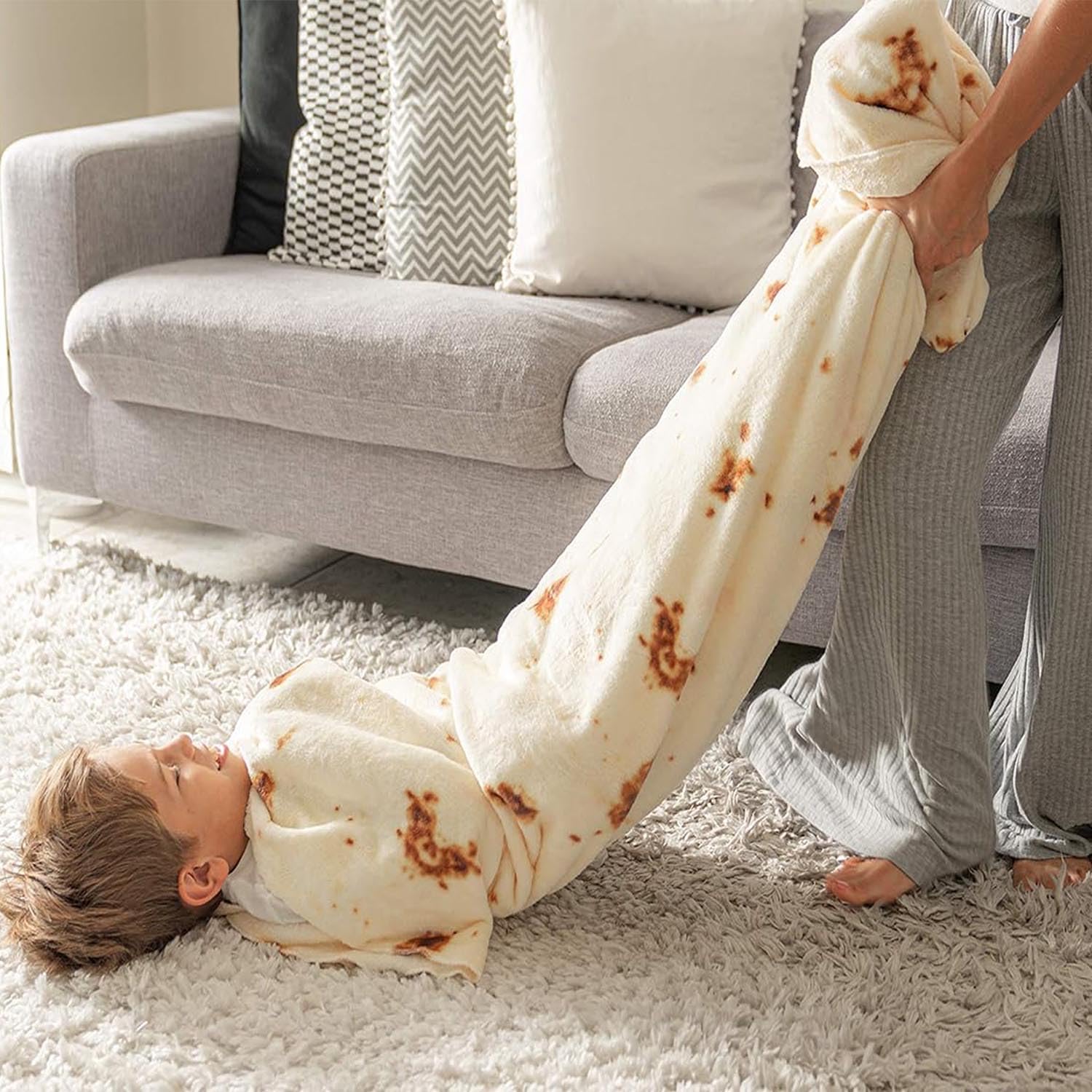 Burrito Tortilla Blanket Baby Stuff Shower White Elephant Gifts for Kids Taco Throw Blankets Wrap