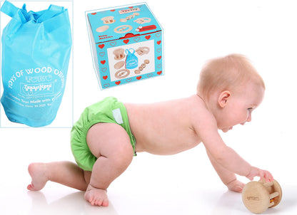 TOWO Wooden Baby Rattles Maracas, Musical Shaker Toy for Infants
