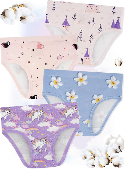 Girls' Underwear,Soft Cotton Tagless Panties for Toddlers' & Little Kids' Comfort,Breathable