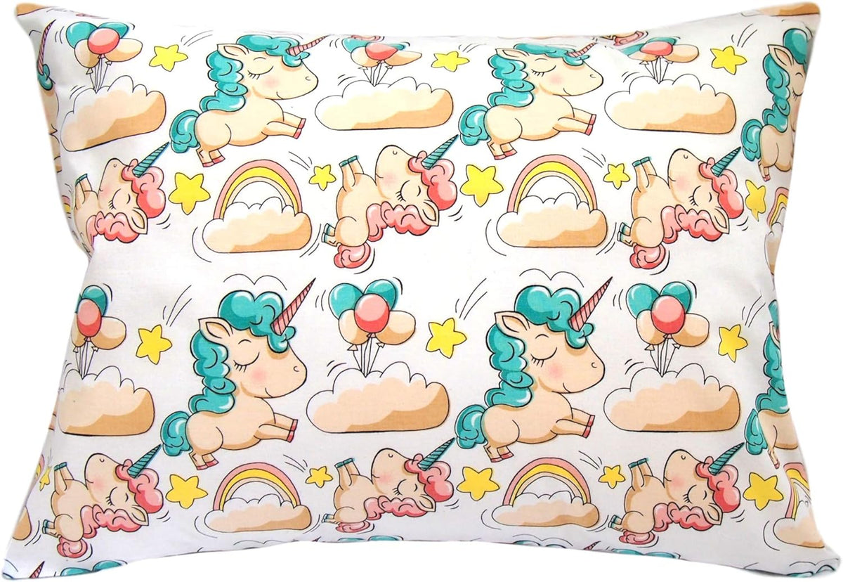 Toddler Pillowcase 13 x 18 Cotton Unicorn Pillows - Small Pillow Cases for Travel Pillows, Toddler