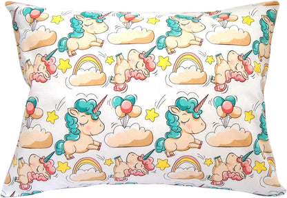 Toddler Pillowcase 13 x 18 Cotton Unicorn Pillows - Small Pillow Cases for Travel Pillows, Toddler