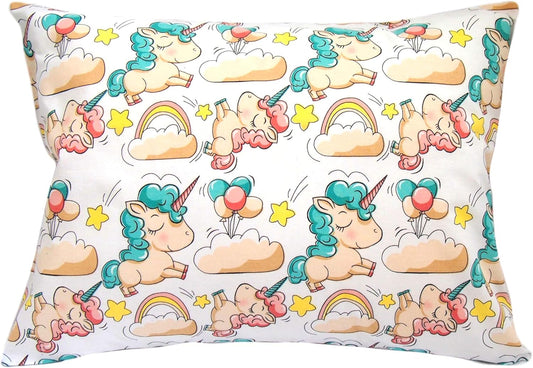 Toddler Pillowcase 13 x 18 Cotton Unicorn Pillows - Small Pillow Cases for Travel Pillows, Toddler
