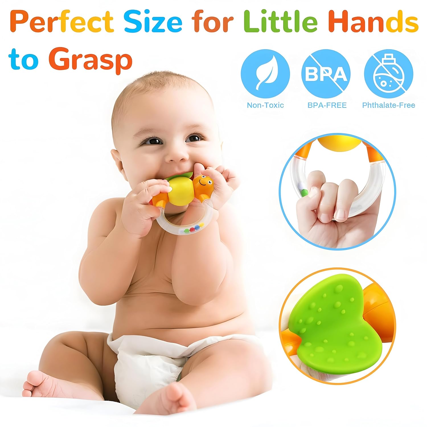 MOONTOY 12pcs Baby Rattles for Babies 0-6 Months Teething Toys 3-6 Months, Newborn Infant Teethers