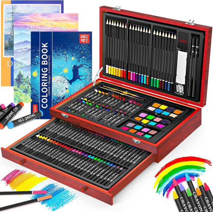 iBayam Art Supplies, 150-Pack Deluxe Wooden Art Set Crafts Drawing Painting Kit with 2 -Sketch