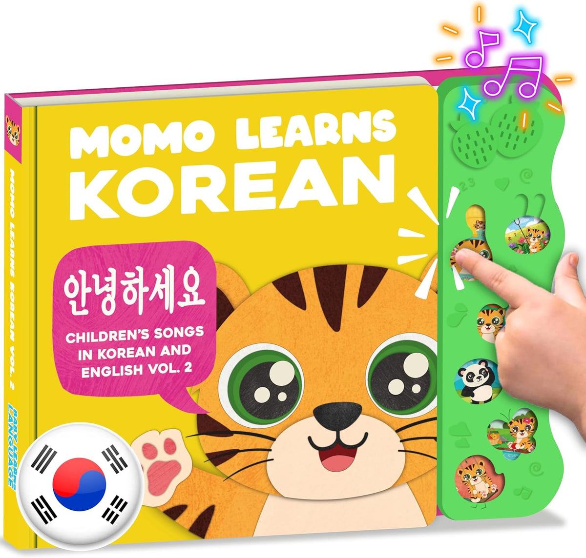 New! Learn Korean for Kids, Momo Learns Korean Vol. 2, Bilingual Korean Baby Book for Kids, Babies