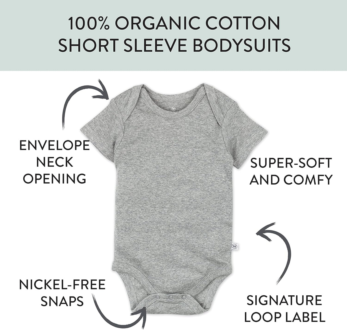 HonestBaby unisex-baby 10-pack Short Sleeve Bodysuits One-piece 100% Organic Cotton for Infant Baby