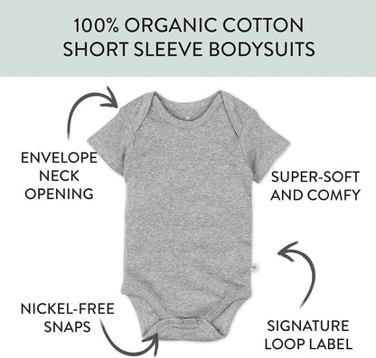 HonestBaby unisex-baby 10-pack Short Sleeve Bodysuits One-piece 100% Organic Cotton for Infant Baby