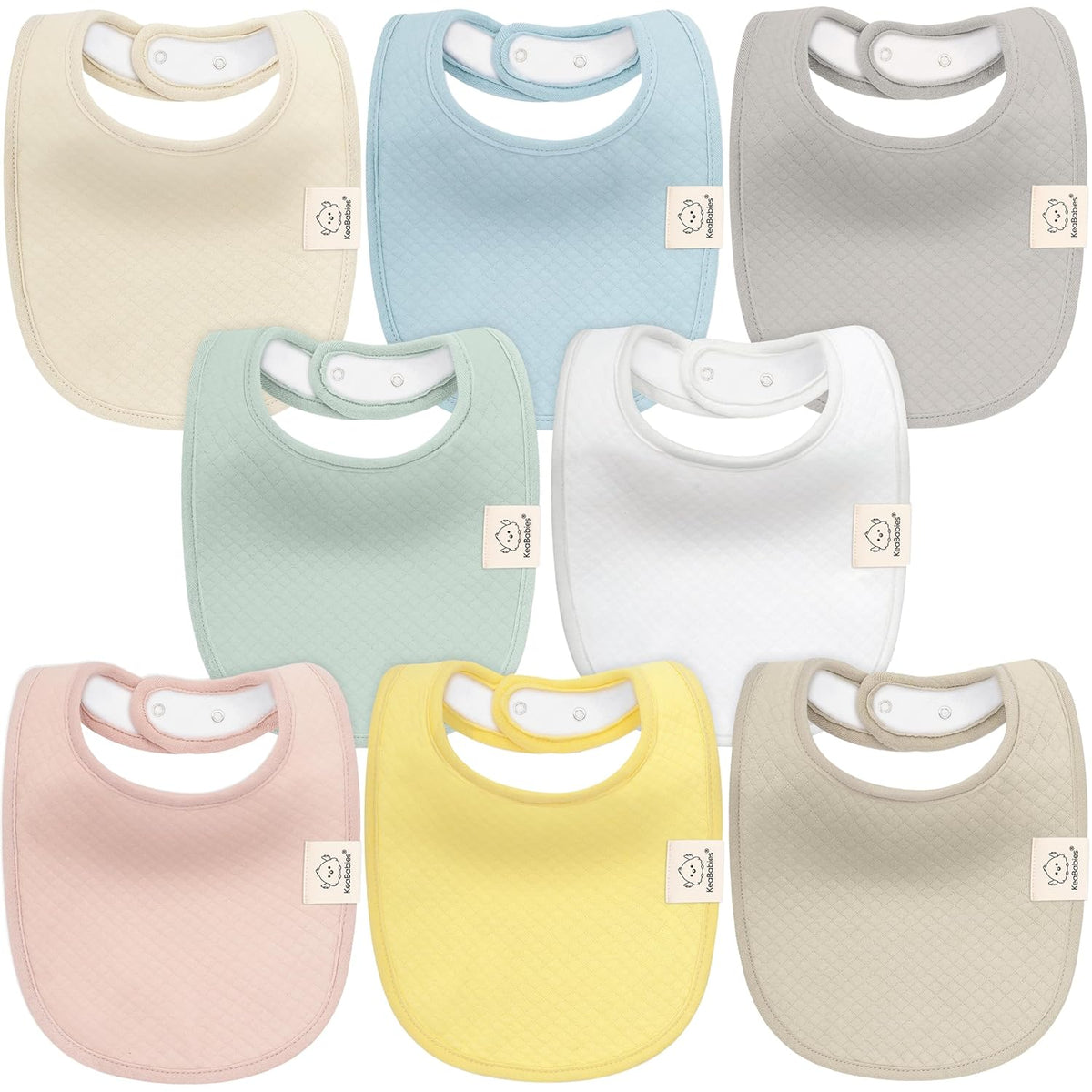 8-Pack Organic Baby Bibs for Girls, Boys - Quilted Cotton Cloth Baby Drool Bibs for Drooling and