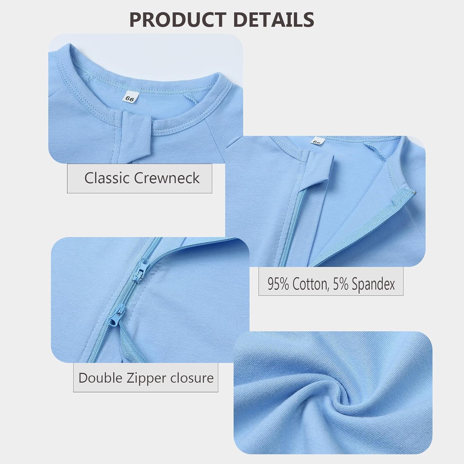 Feidoog Baby Boys 2Pack Rompers Summer Short Sleeve 2 Way Zipper One-Piece Romper Jumpsuit Sleep