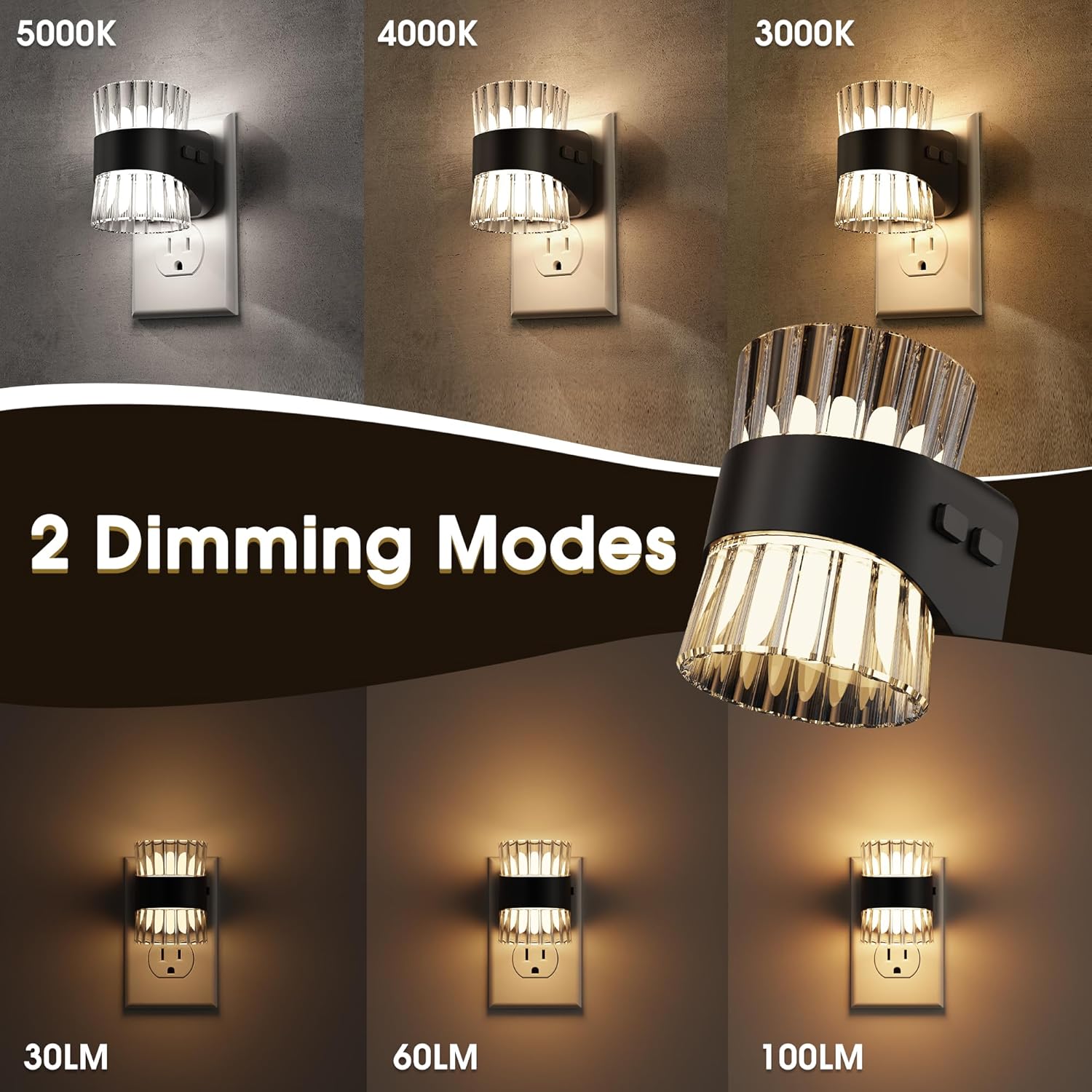Night Light, Night Lights Plug into Wall, LED Clear Night Light for Kids, Adjustable Brightness