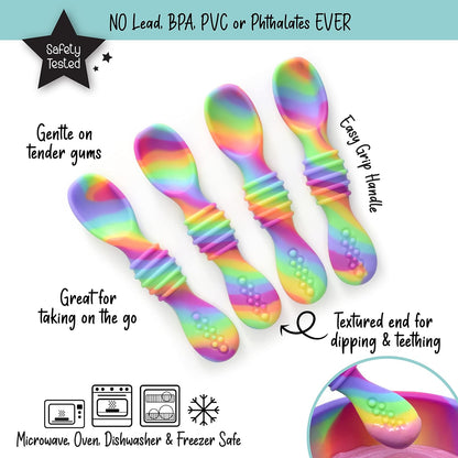 PrimaStella Silicone Chew Spoon Set for Babies and Toddlers - Safety Tested - BPA Free - Microwave