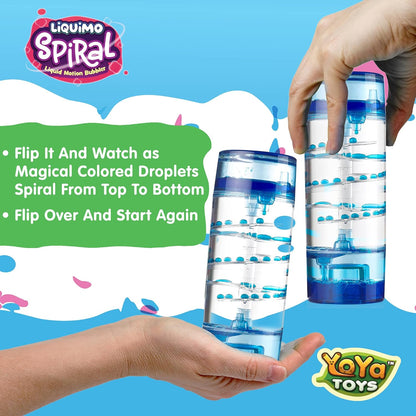 YoYa Toys Liquimo Spiral Liquid Motion Bubbler Timer for Kids - Bubble Drop Hourglass - Fidget Toys