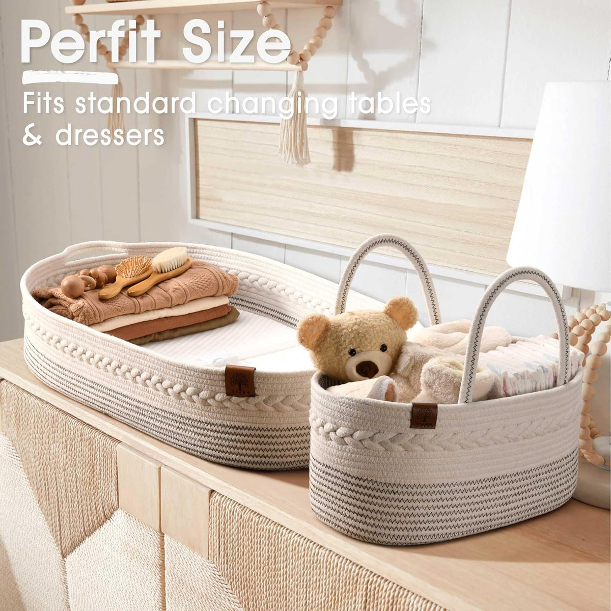 Baby Changing Basket Includes Diaper Caddy - Breathable & Waterproof Dual-Cover, Portable, Changing