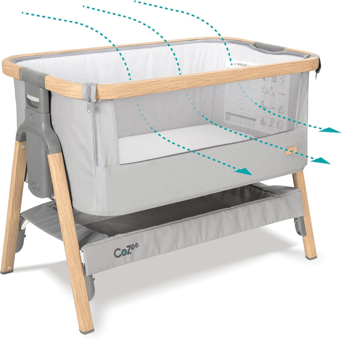 CoZee® 2-in-1 Baby Bassinet & Bedside Sleeper - Fast-Folding Bedside Bassinet, Baby Crib with 6
