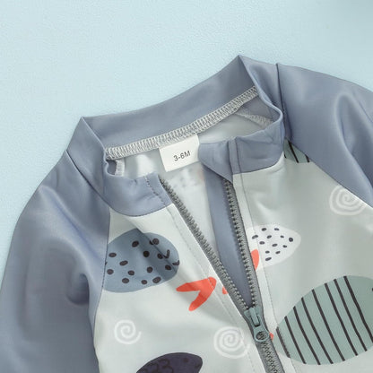 Hnyenmcko Baby/Toddler Boy Rash Guard Swimsuit Long Sleeve One Piece Zipper Swimwear Sunsuit Infant