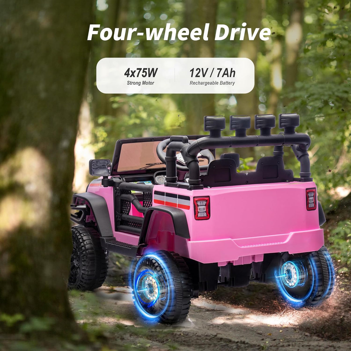 4WD Kids Ride on Car Truck, 12V 7Ah Kids Electric Vehicles Car Ride on Toy for Toddlers with Remote