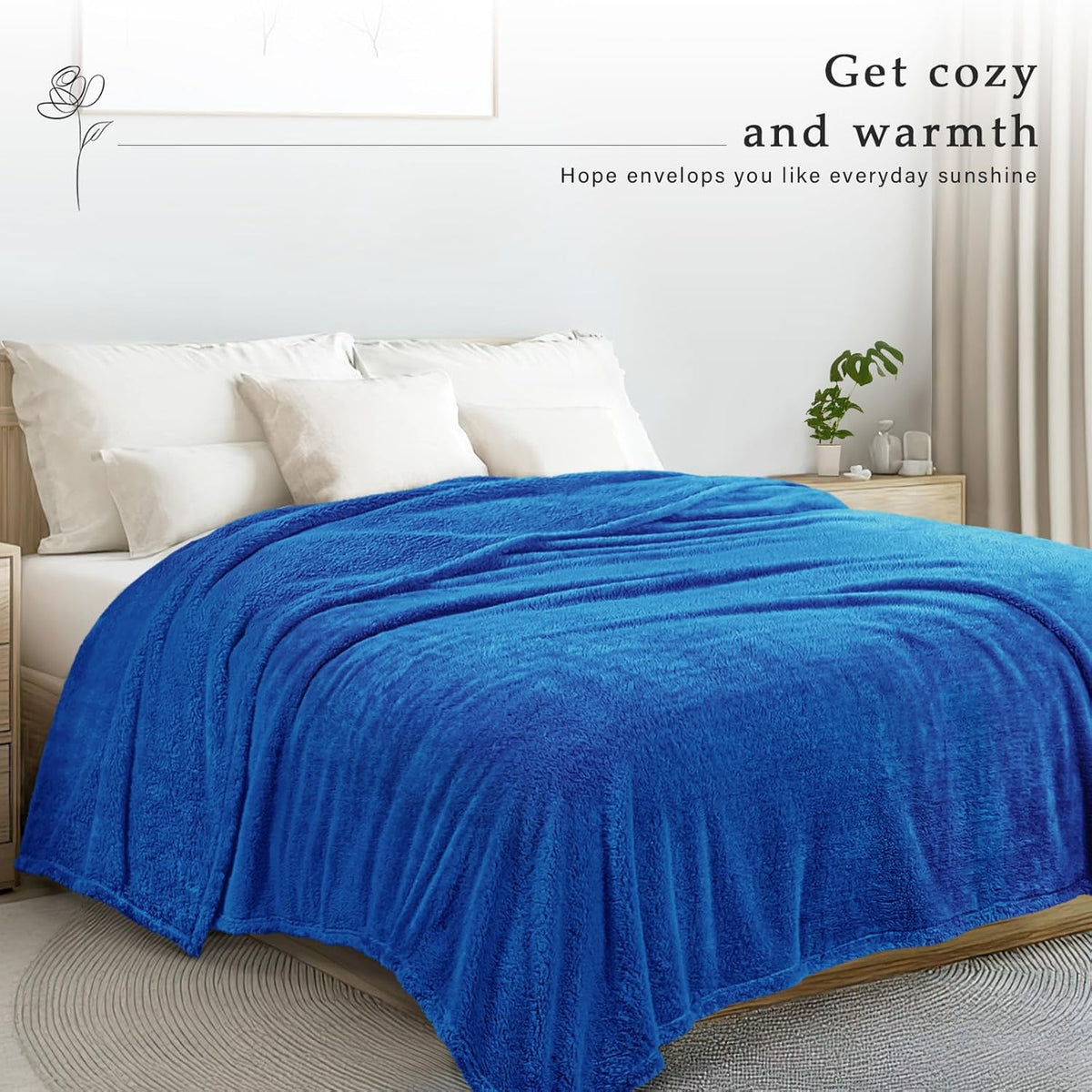 Exclusivo Mezcla Queen Size Flannel Fleece Blanket, Super Soft Velvet Plush Bed Blanket, Fuzzy Cozy