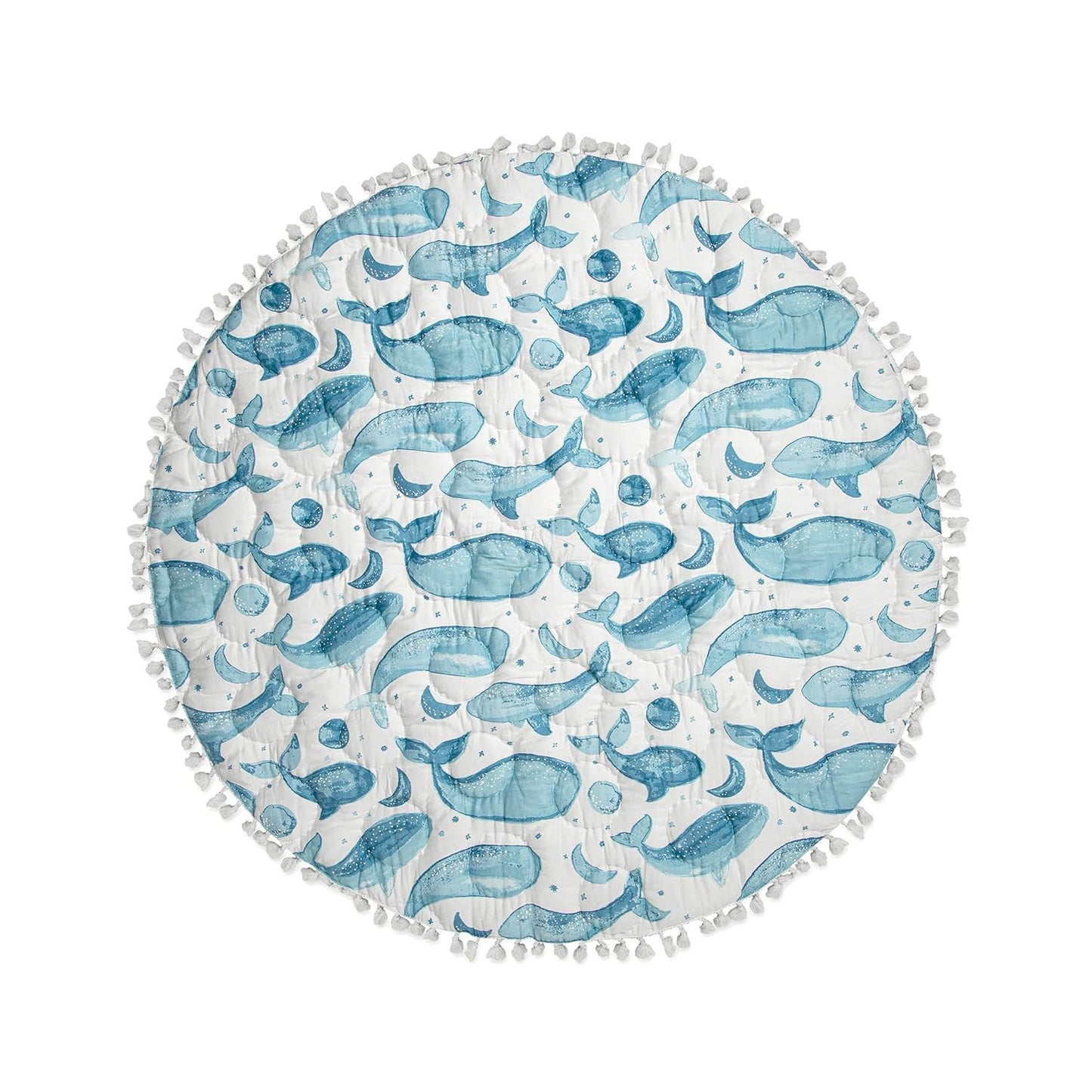 Crane Baby Activity Mat, Baby Play Mat Whale Print, Ocean Nursery Decor for Boys & Girls, Infant
