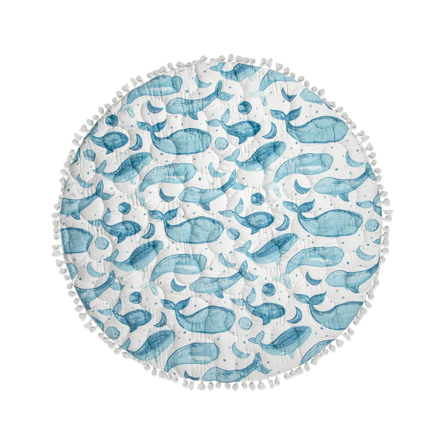 Crane Baby Activity Mat, Baby Play Mat Whale Print, Ocean Nursery Decor for Boys & Girls, Infant