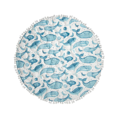 Crane Baby Activity Mat, Baby Play Mat Whale Print, Ocean Nursery Decor for Boys & Girls, Infant