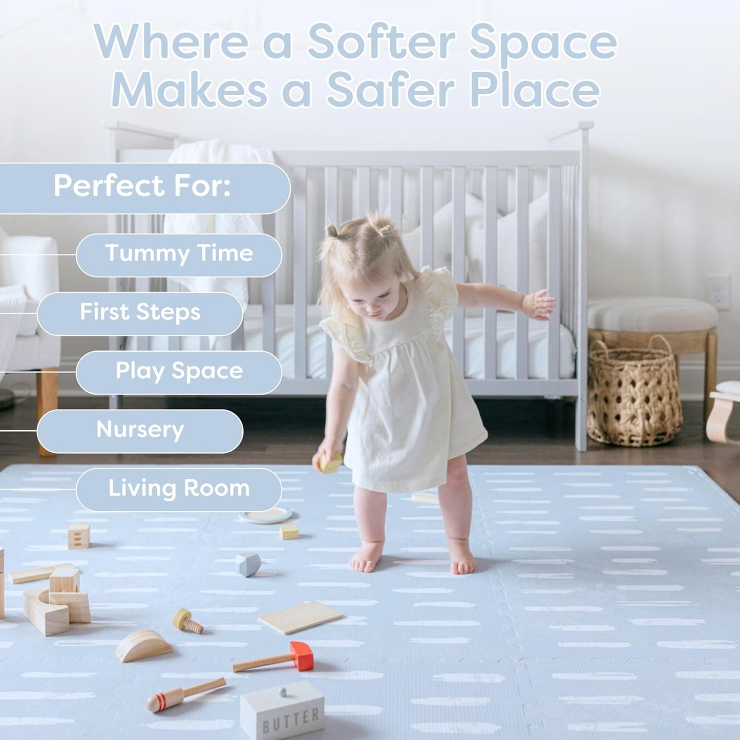 Baby Play Mats for Floor - Shoreline (4x6ft) - Premium EVA Foam Play Mat for Babies & Toddlers