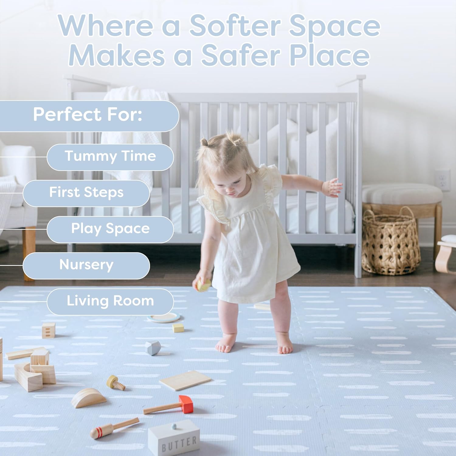 Baby Play Mats for Floor - Shoreline (6x6ft) - Premium EVA Foam Play Mat for Babies & Toddlers